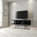 Ver imagem 1 de Rack para Tvs até 55 Utopia 135 cm Retrô 2 Nichos Sala Estar - Preto Fosco
