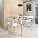 Ver imagem 1 de Conjunto Sala de Jantar 4 Lugares Retangular Tampo de Vidro 120x85cm Mesa Smart com Cadeiras Mono Branco