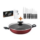 Ver imagem 1 de KIT - Panela Wok Alumínio 28Cm + 1 Conjunto Facas 9pç + 1 Faqueiro Inox 24pç - Tramontina