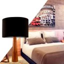 Ver imagem 2 de Abajur Moderno Grande Madeira Cúpula Preto Sala Escritório