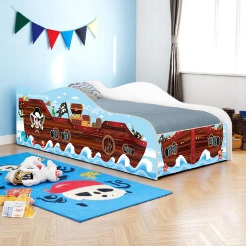 Cama Infantil Barco Pirata Kids com Colchão MDF Azul Casah