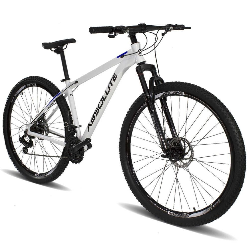 Bicicleta Aro 29 Absolute Nero Aluminio Câmbios Shimano 21v Freio a Disco - Branco+preto - 19