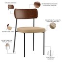 Ver imagem 4 de Kit 06 Cadeiras para Sala de Jantar Melina L02 Couríssimo Marrom Linho Bege Escuro - Lyam Decor