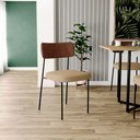 Ver imagem 2 de Kit 06 Cadeiras para Sala de Jantar Melina L02 Couríssimo Marrom Linho Bege Escuro - Lyam Decor