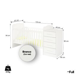 Berço com Cômoda 4 Gavetas Multiuso Trocador Quarto de Bebê - 4
