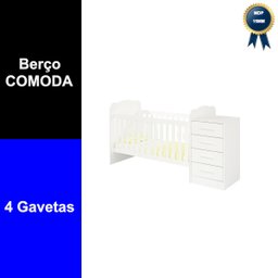 Berço com Cômoda 4 Gavetas Multiuso Trocador Quarto de Bebê - 3