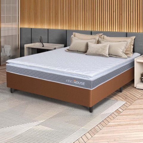 Conjunto Box Marrom Durban Cinza Espuma D28 Viúva 128x188x57 - King House