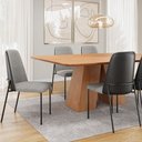 Ver imagem 2 de Cadeira Decorativa Estofada Sala de Jantar Bella L02 Couríssimo Preto Linho Cinza Escuro - Lyam Deco