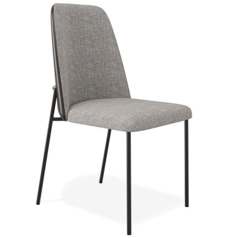 Cadeira Decorativa Estofada Sala de Jantar Bella L02 Couríssimo Preto Linho Cinza Escuro - Lyam Deco
