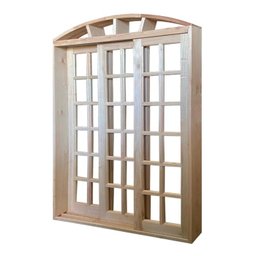 Porta Balcão de Correr de Madeira Padrão Cedro Purgato em Arco Bat.14 Cm- 2.35(a) X 1.80(l) - 4