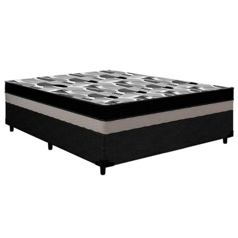 Cama Box Viúva: Colchão Anatômico Ortobom D33/EP ISO 100 Double Face + Base CRC Courano Black(