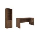 Ver imagem 1 de Escritório com Mesa para Computador e Armário C/ Prateleiras 2 Portas Nogal - Fdecor