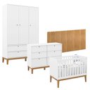 Ver imagem 1 de Quarto de Bebê Unique 3 Portas com Cômoda 6 Gavetas e Painel Farm Branco Soft Eco Wood - Matic
