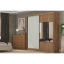 Ver imagem 1 de Guarda Roupa Casal 2 Portas de Correr (1 C/ Espelho) e 4 Gavetas Sienna/versatto Cumaru/fendi 25 -