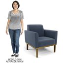 Ver mais imagens de Poltrona Decorativa Base Madeira Castanho Maressa Suede Azul Marinho - Ibiza