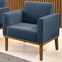 Ver imagem 2 de Poltrona Decorativa Base Madeira Castanho Maressa Suede Azul Marinho - Ibiza