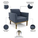Ver imagem 3 de Poltrona Decorativa Base Madeira Castanho Maressa Suede Azul Marinho - Ibiza