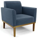 Ver imagem 1 de Poltrona Decorativa Base Madeira Castanho Maressa Suede Azul Marinho - Ibiza