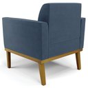 Ver imagem 5 de Poltrona Decorativa Base Madeira Castanho Maressa Suede Azul Marinho - Ibiza