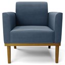 Ver imagem 7 de Poltrona Decorativa Base Madeira Castanho Maressa Suede Azul Marinho - Ibiza