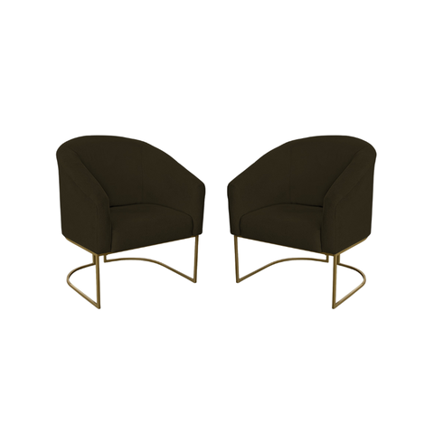 Kit 2 Poltronas Decorativa Luana Base Ferro Dourada Suede - Twdecora