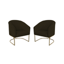 Ver imagem 1 de Kit 2 Poltronas Decorativa Luana Base Ferro Dourada Suede - Twdecora