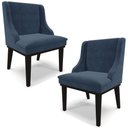Ver imagem 1 de Kit 2 Poltronas Decorativas Base Fixa de Madeira Firenze Suede Azul Marinho/Preto - Gran Belo