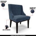 Ver imagem 4 de Kit 2 Poltronas Decorativas Base Fixa de Madeira Firenze Suede Azul Marinho/Preto - Gran Belo