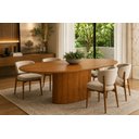 Ver imagem 2 de Mesa de Jantar Oval 6 Lugares 180cm x 100cm Tampo Madeira