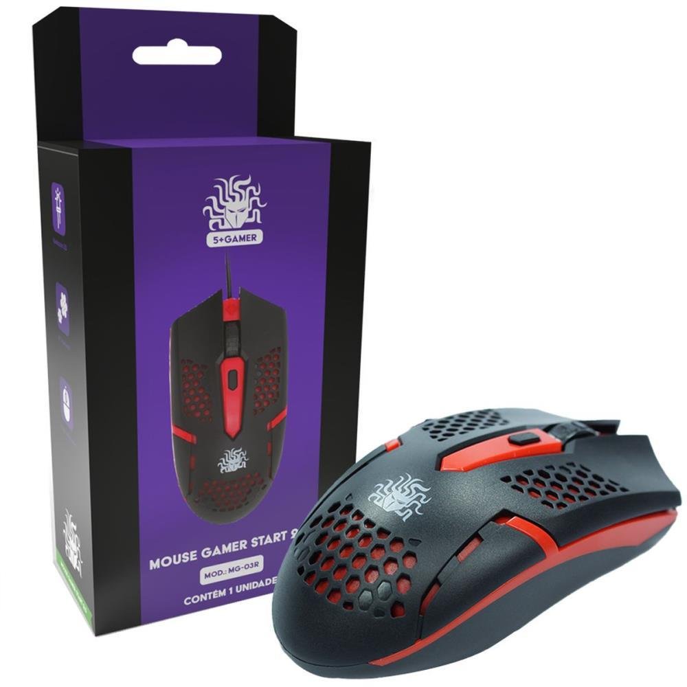 Mouse Optico USB 5+ Gamer START 2.0 PT/VM - 2