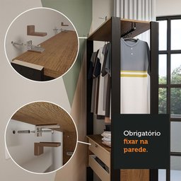 Guarda-roupa Closet Modulado Valencia 2 Gavetas 70cm Rustic/preto Madesa - 7