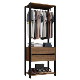 Guarda-roupa Closet Modulado Valencia 2 Gavetas 70cm Rustic/preto Madesa - 11
