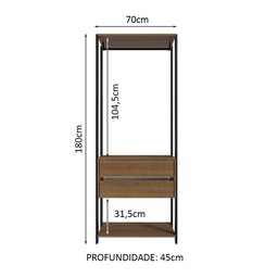 Guarda-roupa Closet Modulado Valencia 2 Gavetas 70cm Rustic/preto Madesa - 4