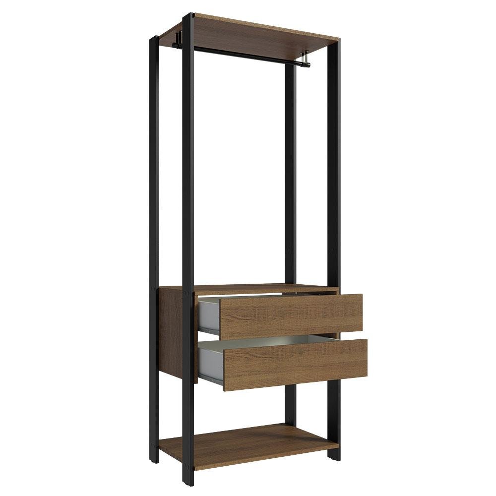 Guarda-roupa Closet Modulado Valencia 2 Gavetas 70cm Rustic/preto Madesa - 5