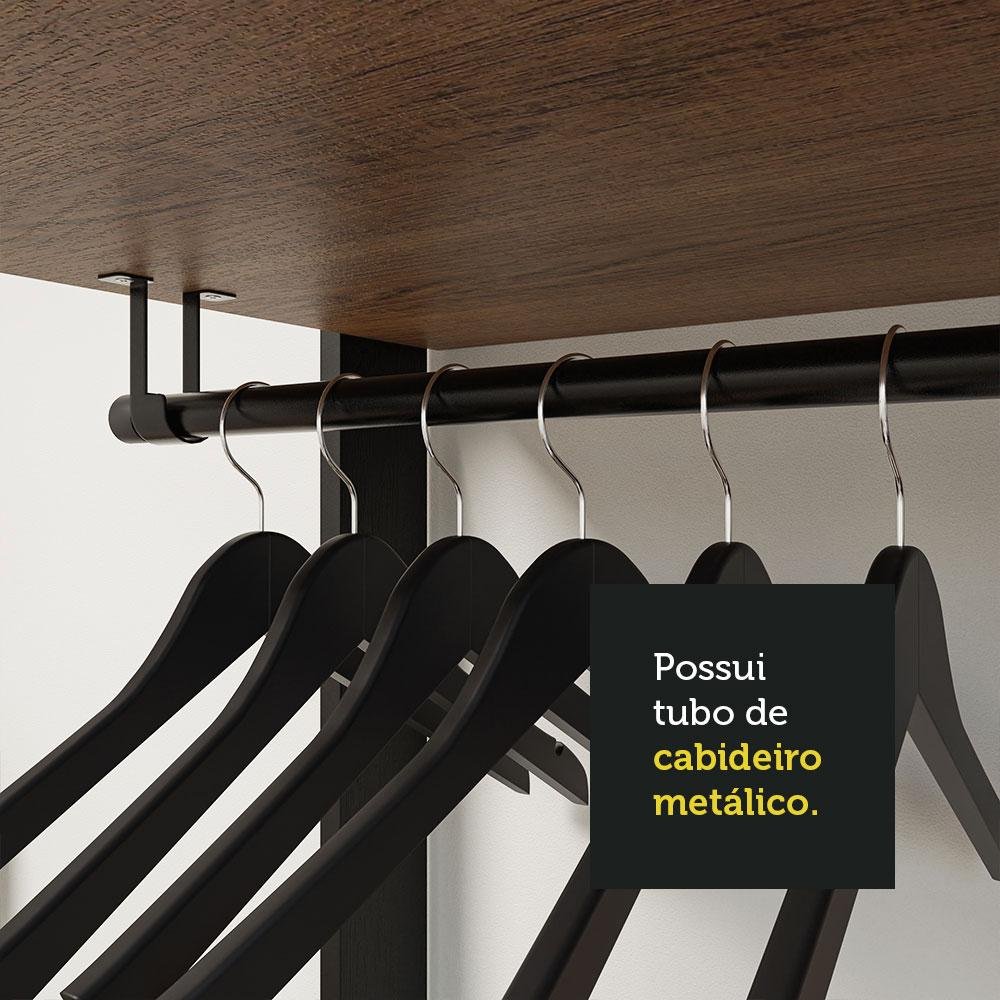 Guarda-roupa Closet Modulado Valencia 2 Gavetas 70cm Rustic/preto Madesa - 8