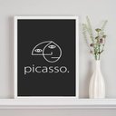 Ver imagem 1 de Quadro Minimalista Fundo Preto Picasso 24x18cm - com Vidro:madeira Preta