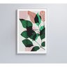 QUADRO PINTURA FOLHAS VERDES E ROSA Decor&Quadros NAT088 - 1