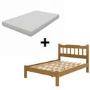 Ver imagem 2 de Cama Casal com Colchão em Madeira Maciça Perola Nogueira
