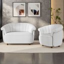 Ver imagem 2 de Kit Namoradeira 2 Lugares e Poltrona Decorativa Orgânica Perseu M03 Bouclê Cru - Lyam Decor
