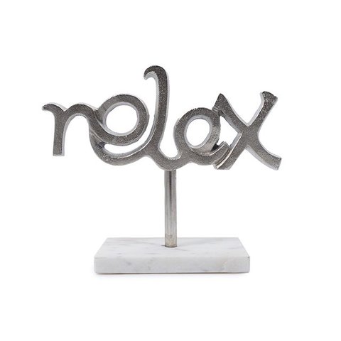 Escultura Relax Prata com Base em Mármore 25x20x10 Cm