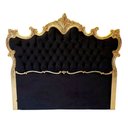 Ver imagem 1 de Cabeceira de Cama Casal Imperial Rainha Veludo Preto com Capitonê e Detalhes Dourado