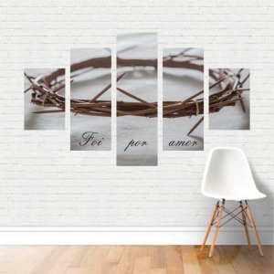 Quadro Religião Coroa Espinhos Jesus Cristo Foi por Amor Canvas