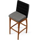 Ver mais imagens de Kit 05 Banquetas Altas Sala De Jantar Fixa Mila B04 Couríssimo Preto Linho Cinza Escuro - Lyam Decor
