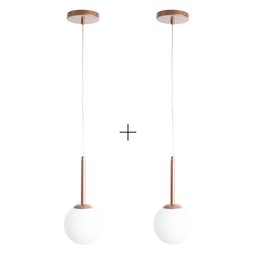 Kit c/ 2 Pendentes Jabuticaba /1 Globo de Vidro - Rose Gold - 1