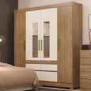 Ver imagem 2 de Guarda Roupa Casal 4 Portas com Espelho 64110es Amendola Off White Demobile