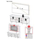 Ver imagem 5 de Rack Com Painel E Suporte Tv 65" Retrô Com Espelho Flórida Multimóveis V3142 Duna/Branco Duna/