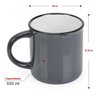 2 Canecas Tipo Esmaltada Cerâmica Grande Retro 320ml Cinza - 3