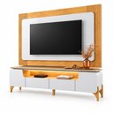 Ver imagem 2 de Conjunto Painel para TV até 75" com Bancada 2 Portas 2 Gavetas Alicia LED 224cm - Bali/Cedro