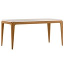 Ver imagem 1 de Mesa de Jantar 8 Lugares Retangular 180cm Tampo Mdf com Vidro Claris N01 Ypê Off White - Lyam Decor