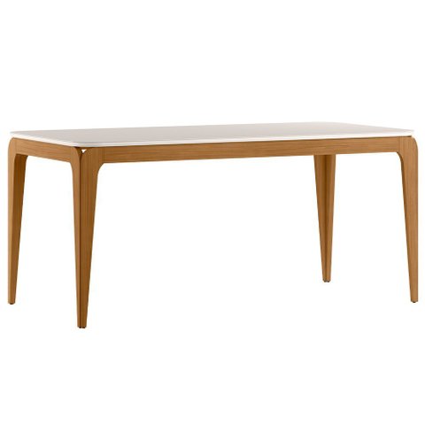 Mesa de Jantar 8 Lugares Retangular 180cm Tampo Mdf com Vidro Claris N01 Ypê Off White - Lyam Decor